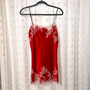 Red Victorias Secret Slip chemise silky satin S new sexy teddy